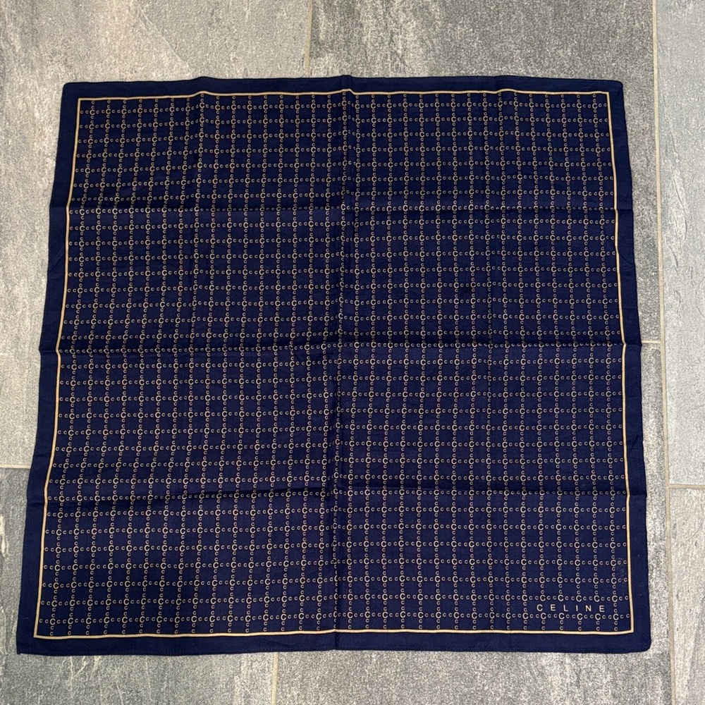 Celine Navy and Gold Scarf